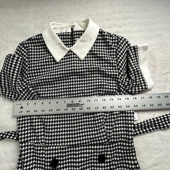 Shelby & Palmer Womens Black & Ivory Houndstooth Shift Dress Size 8P Stretch New - Picture 7 of 9